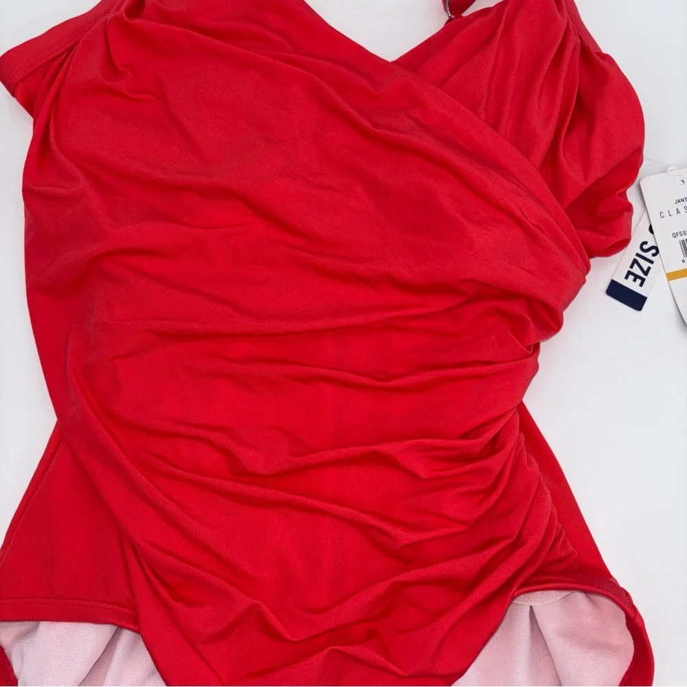 Jantzen Ladies One Piece Ruched Swimsuit Size 16W Orange - Picture 2 of 5